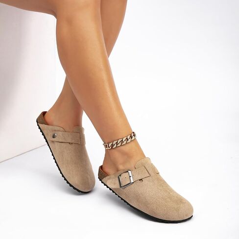 بغال جلدية أنيقة من جلد الغزال والبغال الأنيقة مع دعم القوس وأحذية Corked Footip's Clogs in Kuwait