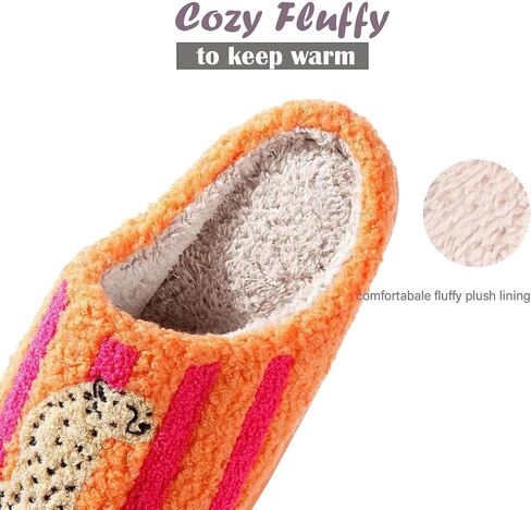 Women's Men's Happy Screw Lightning Happy Face Slippers Love heart-shaped slippers cat slippers Retro Leopard Print Happy Face Memory Foam Soft Plush Slippers Warm Anti-Slip Home Shoes in Kuwait
