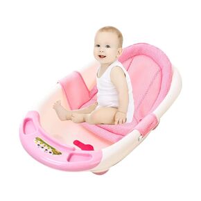 Baby Bath Support Sit Bath Seat Cushion Newsborn Bath Tub Net Soft Bath Pillow Non Slip Bath Floating Mesh Cushion Universal Safe Bathing Cushion Pad Mat (Pink, 19.6x13inch(50x34cm)