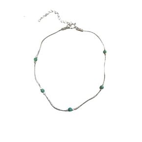 Dainty Opal Anklet Beach Minimalist Gold Filled 14K Bead Bracelet Syntethic Opal jewelry Length 9"+extension (Dark Blue Opal)