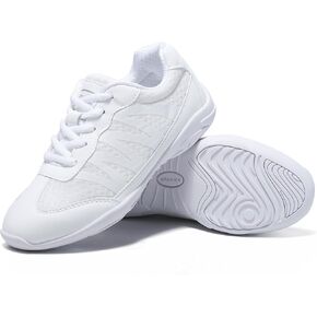 White Cheer Shoes for Girls Lightweight Youth Kids Cheerleading Sneakers Hip Hop Dance Shoes Tumbling Tennis