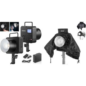 NEEWER Q4 400Ws 2.4G TTL Outdoor Studio Flash Strobe (New Look),1/8000 HSS 2800mAh Battery Powered Photography Monolight Speedlite 30W Modeling Lamp/400 Full Power Flash, CQP1 Rain Cover Included