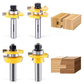 Newdeli Shaker Rail and Stile Router Bits with Tongue and Groove Router Bit Set 1/2 Inch Shank Professional Carbide Milling Cutters for Woodworking for Cabinet Door