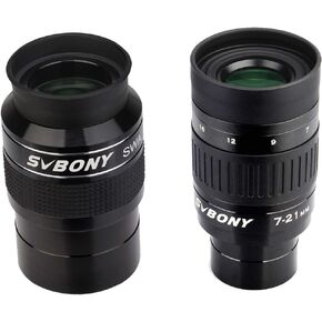 SVBONY SV154 70 درجة 2 بوصة 26 مم حزمة العيون الزاوية العريضة عريضة مع SV135 Zoom Eyepiece ، Zoom 7 إلى 21mm 1.25 بوصة تلسكوب العدسة