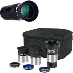 SVBONY 40MM 1.25 '' Telescope Eyepiece Bundle with SV233 7PCS Telescope Accopy Kit ، 6 مم 17 مم ، 2x Barlow Lens Moon Filter ND4 Filter 82a filter ، للملاحظات الفلكية