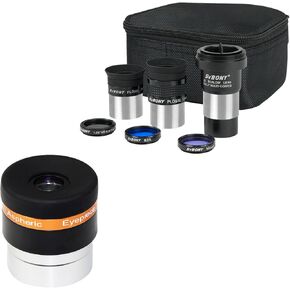 SVBONY SV233 7PCS Telescope Accessory Kit with Plossl Eyepiece, 2X Barlow Lens, Moon/ND4/82A Color Filter and Bag Bundle with Eyepieces 4mm Telescopes Lens Wide Angle, for Astronomical Observations