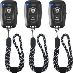 Remote Shutter for iPhone Camera, Bluetooth Remote for Android, Hands Free Works with Take a Christmas Family Portrait, Create Amazing Photos and Selfies, Wrist Strap Included（3 Pack） (Square)