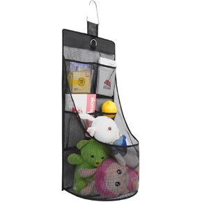 ALYER Hanging Mesh Bathroom Organizer,Durable Shower Caddy,Net Storage Bag for Closet Nursery Office Dorm RV Toys Cosmetics Sundries (Black, 24" H * 13" W * 8" D)