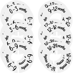 12 PCS Baby Closet Dividers, Round Baby Closet Size Dividers from Newborn to Toddler, Baby Clothes Size Organizer for Nursery Baby Clothes Size Age Dividers, Fits 1.5" Rod