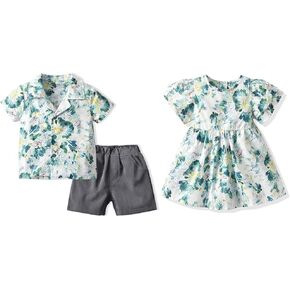 Baby Boys Girls Brother and Sister Matching Outfits Clothes Toddler Boys Casual Suits Cute Girl Dresses