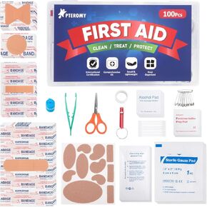 PTEROMY 150 Piece Mini First Aid Kit, Portable Small Emergency Kits Compact 1st Aid Kit for Car, Travel, Home, Camping, Outdoor, Hiking