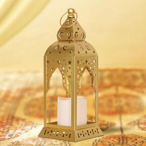 DECORKEY Ramadan Decorations for Home, Ramadan LED Candle Lantern for Tabletop Mantel Decor, Vintage Metal Lantern Candle Holders for Indoor Outdoor Decor, Ramadan Kareem EID Mubarak Gift