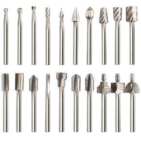 DICUNOY 20 PCS PCS ROUTER BET CROVE BITS ، HSS ROTARY TOOL Accessories LOTARY BURR مع 1/8 "(3MM) شانك لقطع الخشب ، نحت ، حفر ، تشذيب ، مبتدئ ، وظائف صغيرة في الخشب الناعم