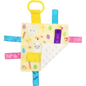 Baby Jack & Co 8x8" Easter Lovey Tag Toys for Babies - Baby Crinkle Toys - Crinkle Toys for Baby - Soft & Safe - Learn Shapes & Colors - Ideal Baby Toy & Baby Gift - BPA Free w/Stroller Clip