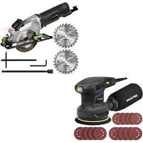 GALAX PRO 4Amp 3500RPM Circular Saw with Laser Guide, Max. Cutting Depth1-11/16"(90°),280W 13000OPM Max 6 Variable Speeds Orbital Sander with 15Pcs Sanding Discs