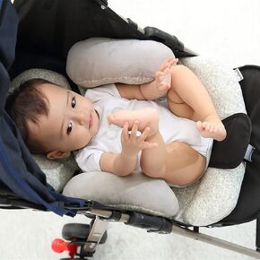 Baby Stroller Protection Cushion Car Seat Head and Body Support Pillow Double-Sided for Newborn, Gray, One Size