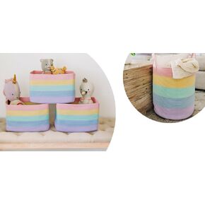Large Laundry Basket + Set of 3 Shelf Baskets - RAINBOW