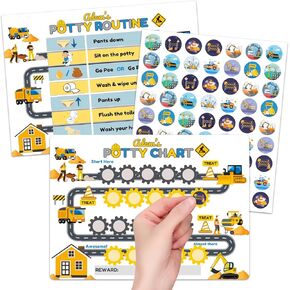 Potty Training Chart for Toddler - Engineering Vehicles Potty Training Sticker Chart for Girls Boys Potty with Sticker, Sticker Chart for Kids Potty Training Reward Chart, Kids Reward Chart