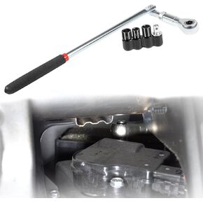 64180 Actuator Motor Wrench Tool Set Includes 5.5mm 7mm 8mm Socket and 1/4" Square Drive Adapter, Replace Fasteners on Small Electric HVAC Motors,5 pc