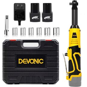 XGOLD 16.8V Cordless Ratchet Wrench 3/8 Set,40FT-LBS (45N.m) Electric Ratchet,Electric Socket Wrench With 2 Batteries,6 Sockets,1/4" Adapter And Fast Charger