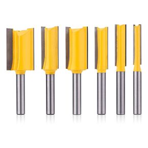 6pcs Straight Router Bit Set 1/4 Inch Shank, Flute Straight Router Bits Top Bottom Bearing Flush Trim Router Bits