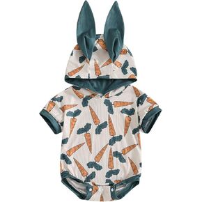 Baby Boy Easter Outfit 0-18 Months Newborn Bunny Romper Short Sleeve Hoodie Infant Spring Rabbit Clothes for kids