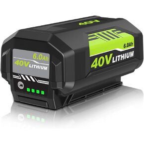 1Pack 6.0Ah OP4026 Replacement for Ryobi 40V Battery Compatible with Ryobi 40V Lithium Battery OP40602 OP4060A1 OP40601 OP4075A OP4050A OP4026A OP40201 OP4040 OP401 OP40404 with LED Indicator(Green)
