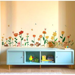 Girl Room Flowers Wall Stickers Large,Kids Bedroom Wall Decals,Daycare Playroom Decals Peel and Stick Removable,Baby Wall Decors for Preschool,Toddler,Nursery,Bedroom.