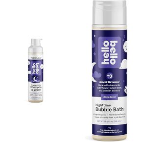 Hello Bello Nighttime Shampoo & Body Wash and Bubble Bath - Gentle Hypoallergenic 10 FL Oz Formulas for Babies and Kids