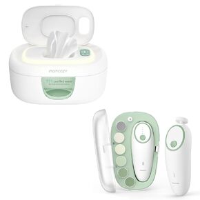 Momcozy Baby Nail File Electric, Gentle Baby Nail Trimmer Electric Rechargable & Momcozy Baby Wipe Warmer, Innovative Spring Design, Large Capacity Wipes Dispenser