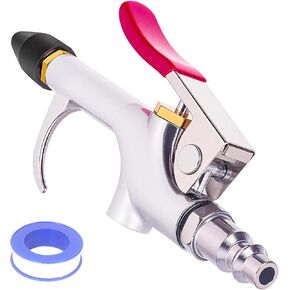 Air Blow Gun Kit, Professional 2-Way Connection Air Nozzle Blow Gun with Rubber Tip and High Sealability 1/4IN Standard Quick Fitting, Powerful Pneumatic Air Blower Gun for Dust Cleaning