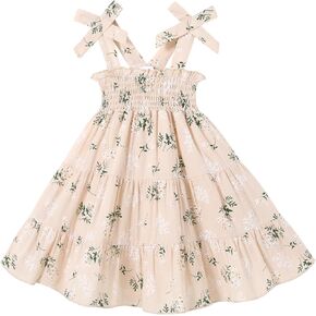 HAPPYMA Toddler Girl Summer Dress Boho Floral Sleeveless Dresses Girls Beach Princess Sundress Baby Outfits