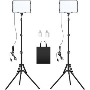 LED Video Light مع 63 '' Tripod Stand ، 2 حزمة تصوير فوتوغرافي مجموعة إضاءة الفيديو ، tinpops 2500-8500k Studio الإضاءة لتسجيل الفيديو الحية podcast podcast youtube صورة تصوير