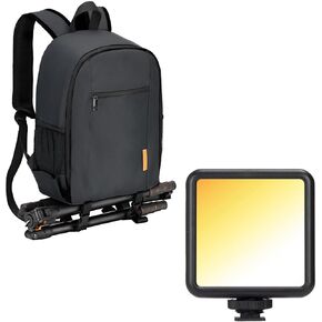 Tarion Mini LED Camera Light + حقيبة ظهر للكاميرا | كاميرا فيديو بحجم الجيب ضوء محمول خفيف الوزن قابلة لإعادة التغذية والصغيرة على ظهره على ظهره على ظهره