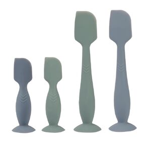 Baby Spatula for Diaper Cream, 4 Pack Baby Diaper Cream Applicator, Silicone Diaper Rash Cream Applicator with Suction Cup Base, 2 Each of Large and Mini Sizes(Green, Blue)
