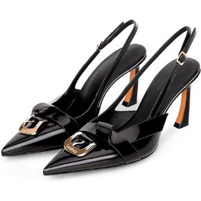 Slingback Kitten Heels for Women Closed Pointed Toe with Buckle Strap Low Heeled Sandals Pumps Party Evening Dress Shoes