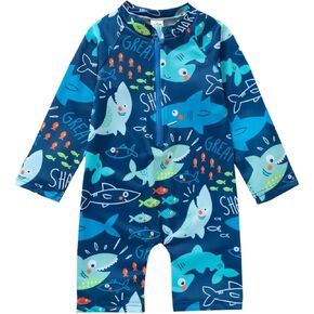Baby Swimsuit Boy Infant One Piece Rash Guard Bathing Suit Long Sleeve Zipper Toddler Summer Beach Swimwear 0-3 Years