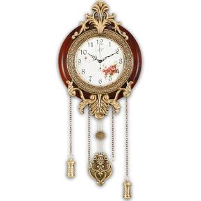 Aero Snail Wall Clock with Swinging Pendulum, Vintage Retro Style, Solid Wood Metal Art Workmanship, Imported Mechanism, Silent Non Ticking for Home Living Bedroom Kitchen, W205C
