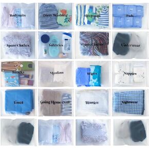 ASVP Shop 21x Baby Hospital Maternity Organiser Bags Essentials | Baby Shower | Mum to Be | Labor & Delivery Bag Labels