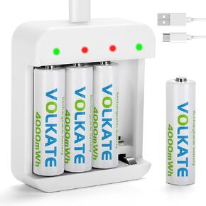 4000mWh AA Lithium Batteries Rechargeable, 8 Pack 1.5V Double AA Size High Capacity Li-ion Batteries with Charger, 2H Fast Charging, for Blink Doorbell or Outdoor Camera, Xbox/VR Controller, Toy