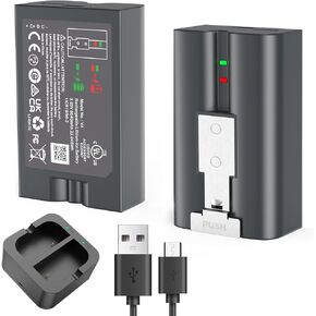 2 Pack Battery with Charging Station for Ring Camera 2/3/4, Video Doorbell 3 Plus, Spotlight Camera and Stick Up Cam (2nd & 3rd Gen) Rechargeable 6040mAh Li-ion Batteries