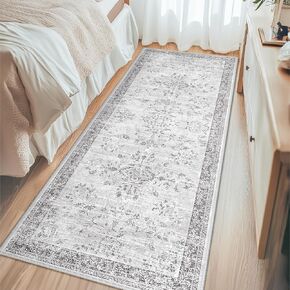 Area Rugs 5'x7' Washable Non-Slip Floral Vintage Distress Living Room Bedroom Dining Room Orange Green