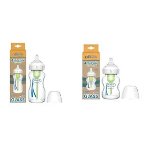 Dr. Brown's Anti-Colic Options+ Wide-Neck Glass Baby Bottles, 9 oz & 5 oz with Level 1 Slow Flow Nipples, 2 Pack