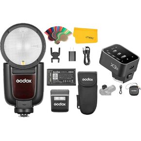 Godox V1Pro S Round Head Camera Flash for Sony, 2.4G TTL HSS 1/8000s, 2980mAh Li-ion Battery, Detachable Sub Flash SU-1, with Godox X3S X3 S TTL Wireless Flash Trigger for Sony