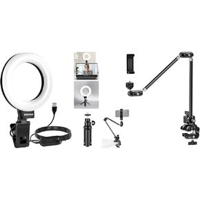 NEEWER BR60 Basic 5" Ring Light with Clip & Tripod, 10W Dimmable Clip on Light for Laptop Computer Monitor Conference Vlog Live Streaming Video Recording, UA056 30" Articulating Magic Arm Included