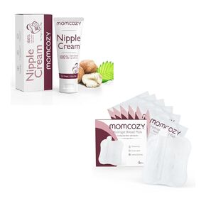 Momcozy 100% Natural Nipple Cream & Hydrogel Nipple Pads for Sore, Cracked Nipples