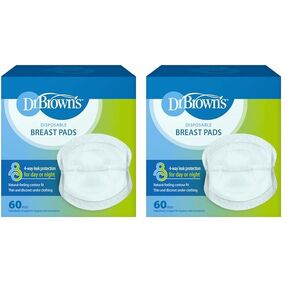 Dr. Brown's Disposable One-Use Absorbent Breast Pads for Breastfeeding and Leaking - 120 Pads (Pack of 2)