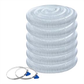 POWERTEC 70246 4" x 50' PVC Dust Collection Hose with 2 Stainless Steel Hose Clamps for Woodworking and Shop Vacuum, 4 Inch Dust Collector Hose for Dust Collection Fittings