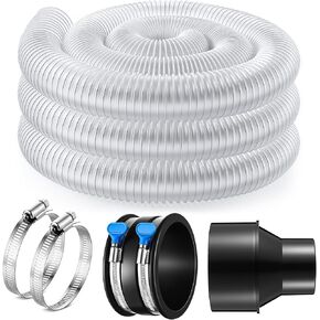 2-1/2 x 10 ft PVC Dust Collection Hose with 2 Steel Hose Clamps, 4 Inch to 2-1/2 Inch Cone Reducer and 4 in Dust Control Flex Cuff with 2 Adjustable Turn Key Thumb Clamps for Debris Collection System