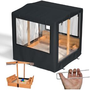 Sandbox Cover,48" W x 48" D x 52" H,Suitable for Children's Wooden sandboxes with Canopy,Can be Used Without disassembly,900D Heavy Duty UV Resistant Wooden Sandbox Cover.
